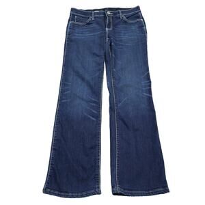 Q Baby Pants Womens 32 Blue Straight Mid Rise Button Zip Dark Wash Denim Jeans